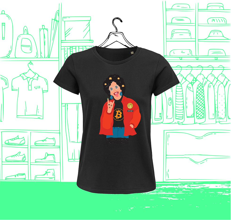 Thumbnail: Women's T-shirt Round Neck Crypto Granny Visuel Face