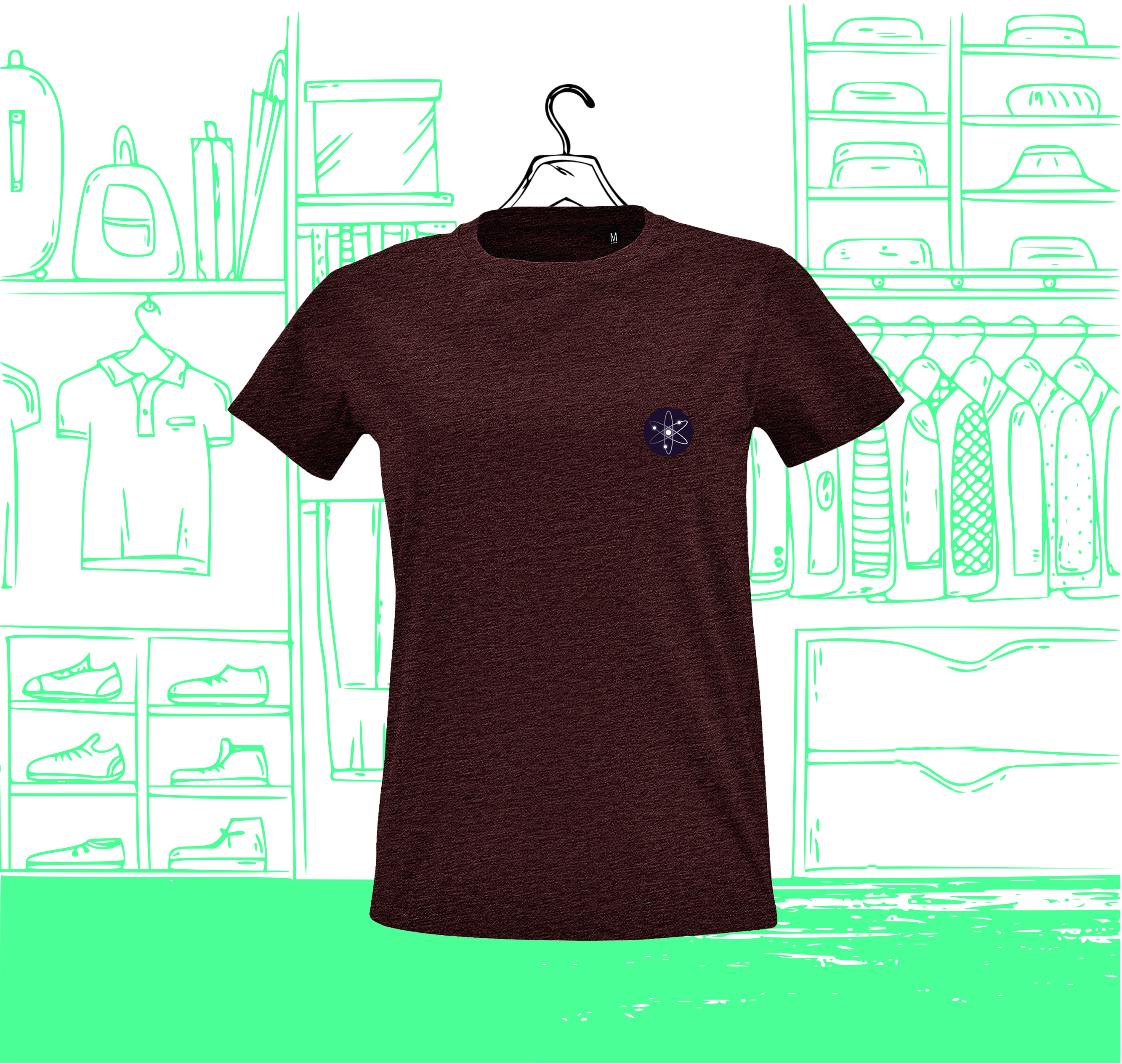 Camiseta Mujer Cuello Redondo FIT Atom Visual Heart Face