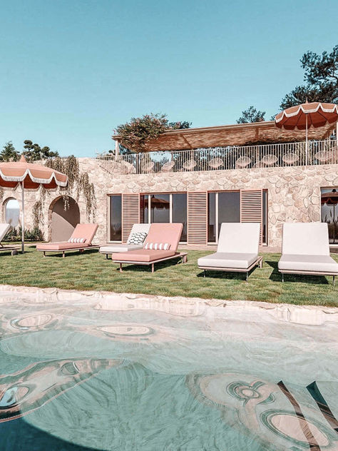 Beheizter Pool im The Hideaway Madeira Boutique Resort mit Meerblick, loungigen Liegen und Boho-Details – ideal für entspannten Familienurlaub auf Madeira.