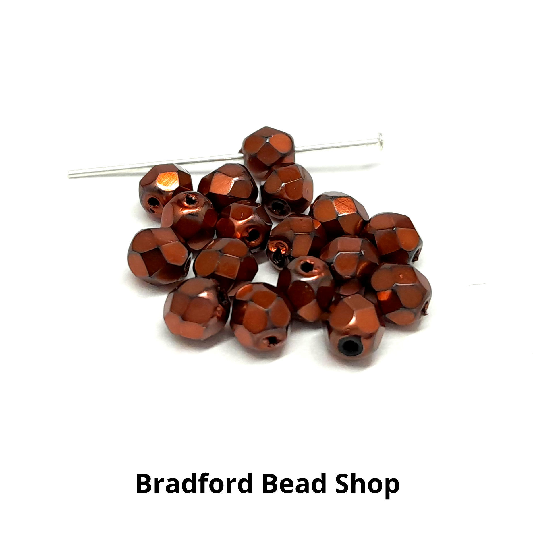 Glass Faceted Round Beads - Deep Bronze Opaque - 5mm