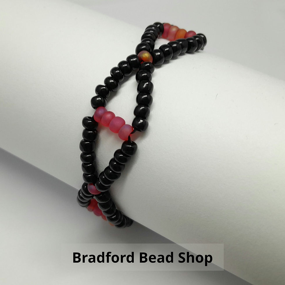 Thumbnail: 'Bowtie' Elasticated Bracelet Kit - Black & Pink