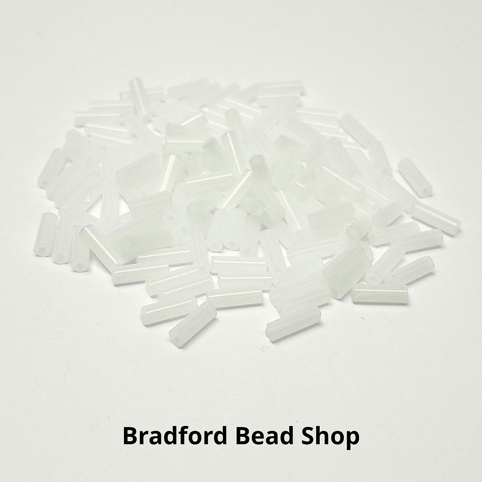 Thumbnail: Glass Long Beads - Bugle Tubular - Opal Opaque - 7mm x 2.1mm