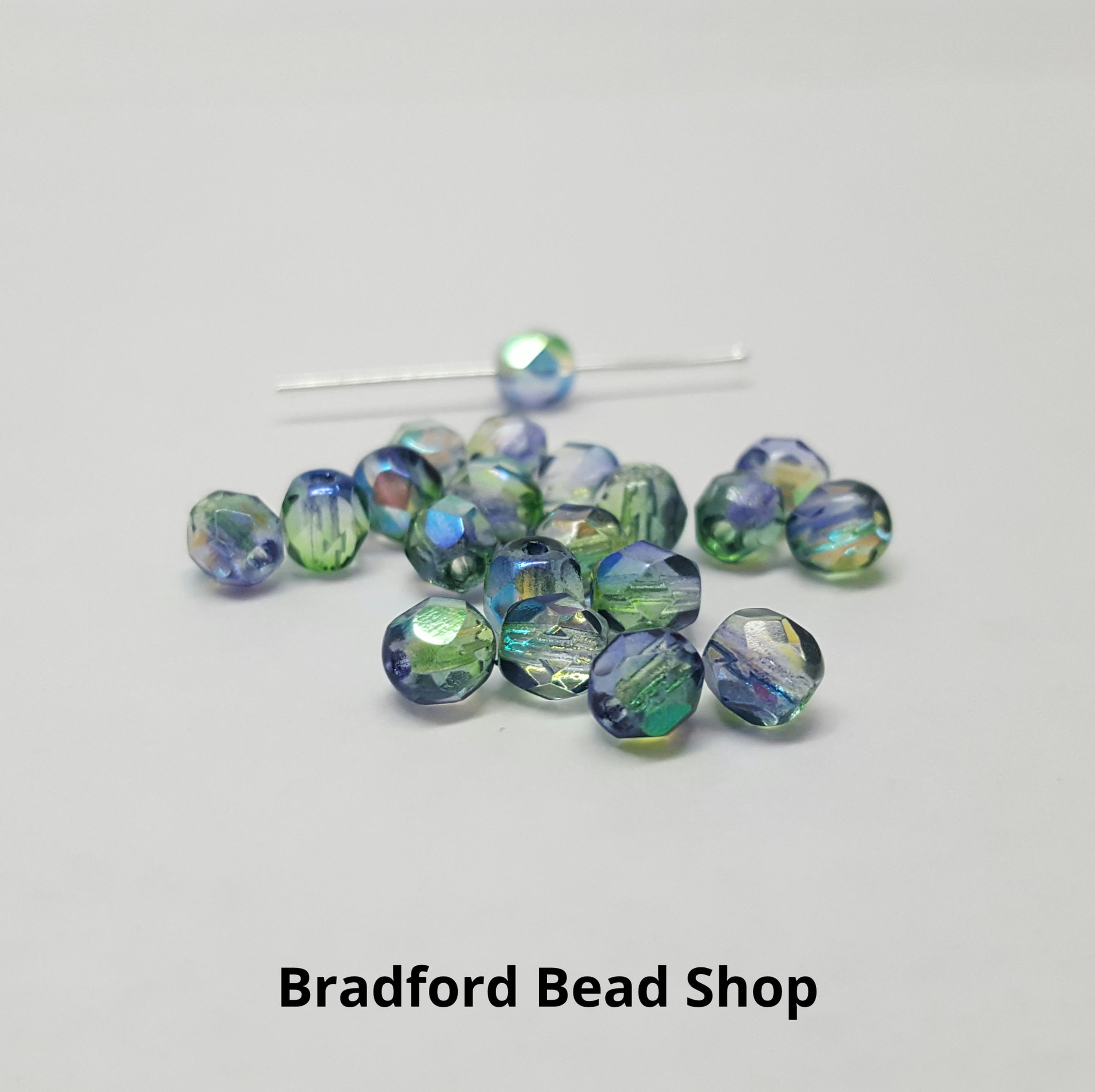 Glass Faceted Round Beads - Dark Mermaid Greens Translucent- 5mm
