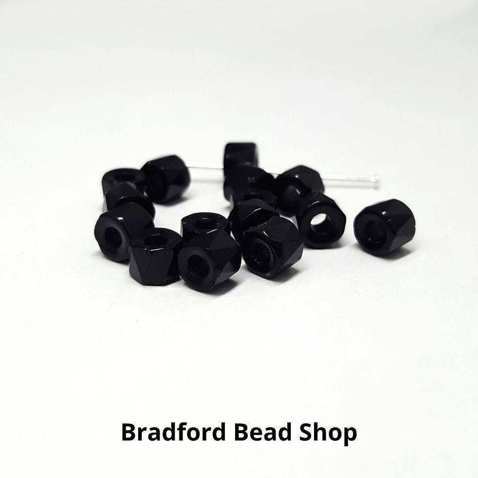 Thumbnail: Glass Faceted Pony Beads - Black Opaque - 6mm 