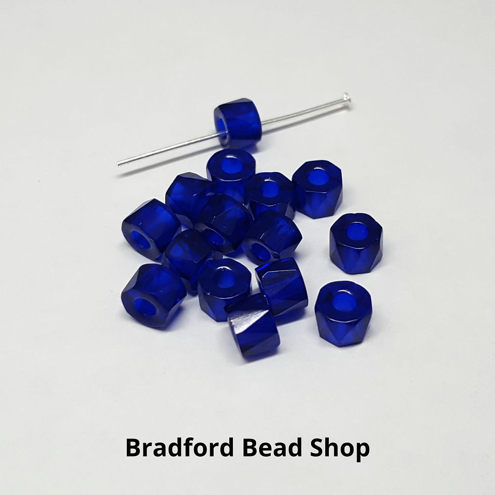 Thumbnail: Glass Faceted Pony Beads - Deep Blue Translucent - 6mm 