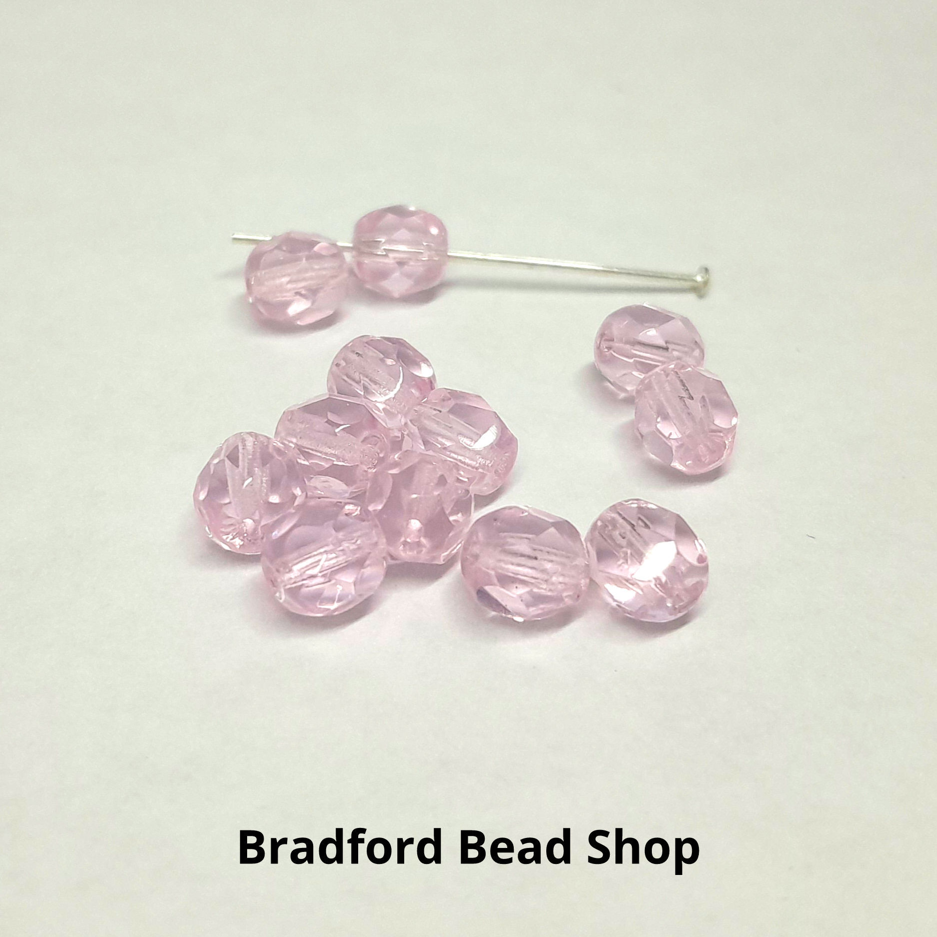 Glass Faceted Round Beads - Light Pink Translucent - 6mm