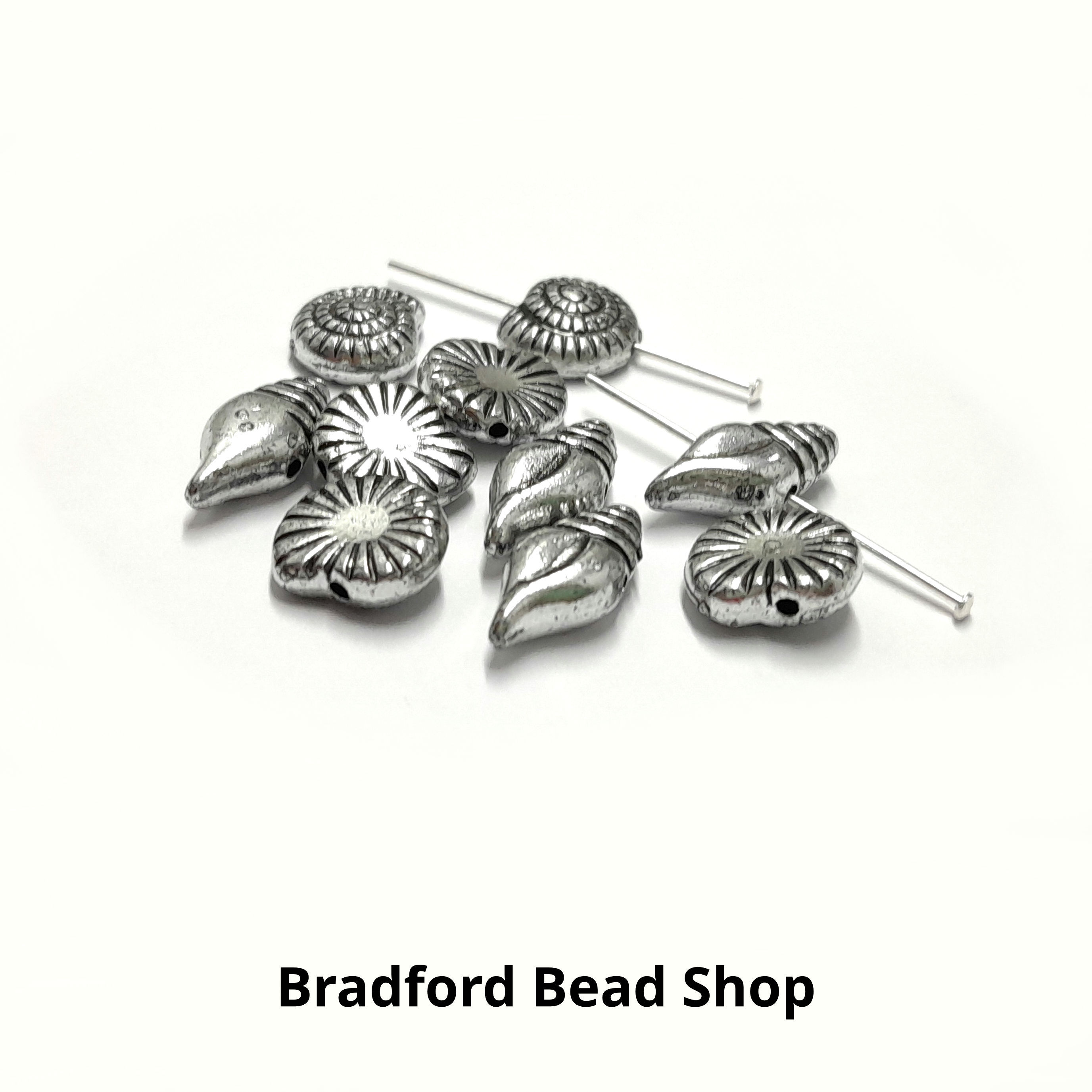 Acrylic Shell Beads - Antique Silver - Mix