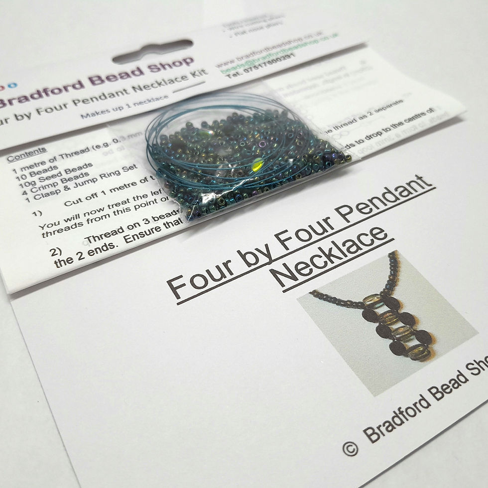 Thumbnail: Four by Four Necklace Kit  - Black Round/AB Grey Long & Rainbow