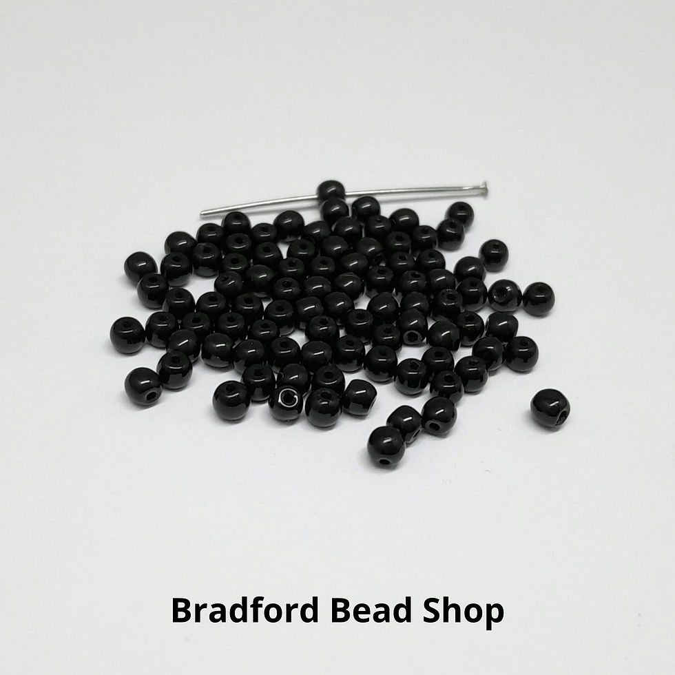 Thumbnail: Glass Round Beads - Black Opaque - 3mm