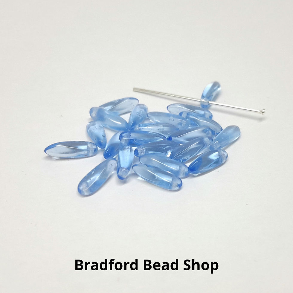 Thumbnail: Glass Droplet Dagger Beads - Light Blue Transparent - 3mm x 11mm
