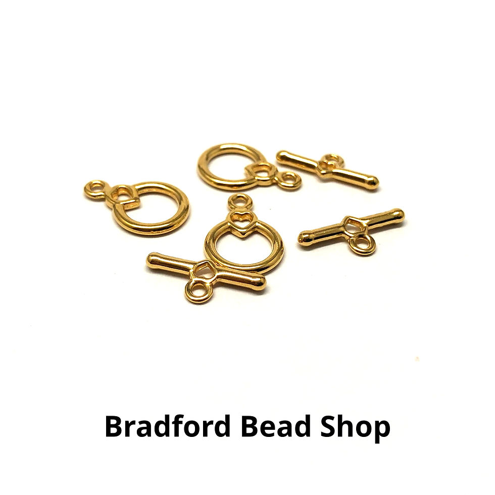 Thumbnail: T-Bar Clasps with heart - 9mm - Gold Plated