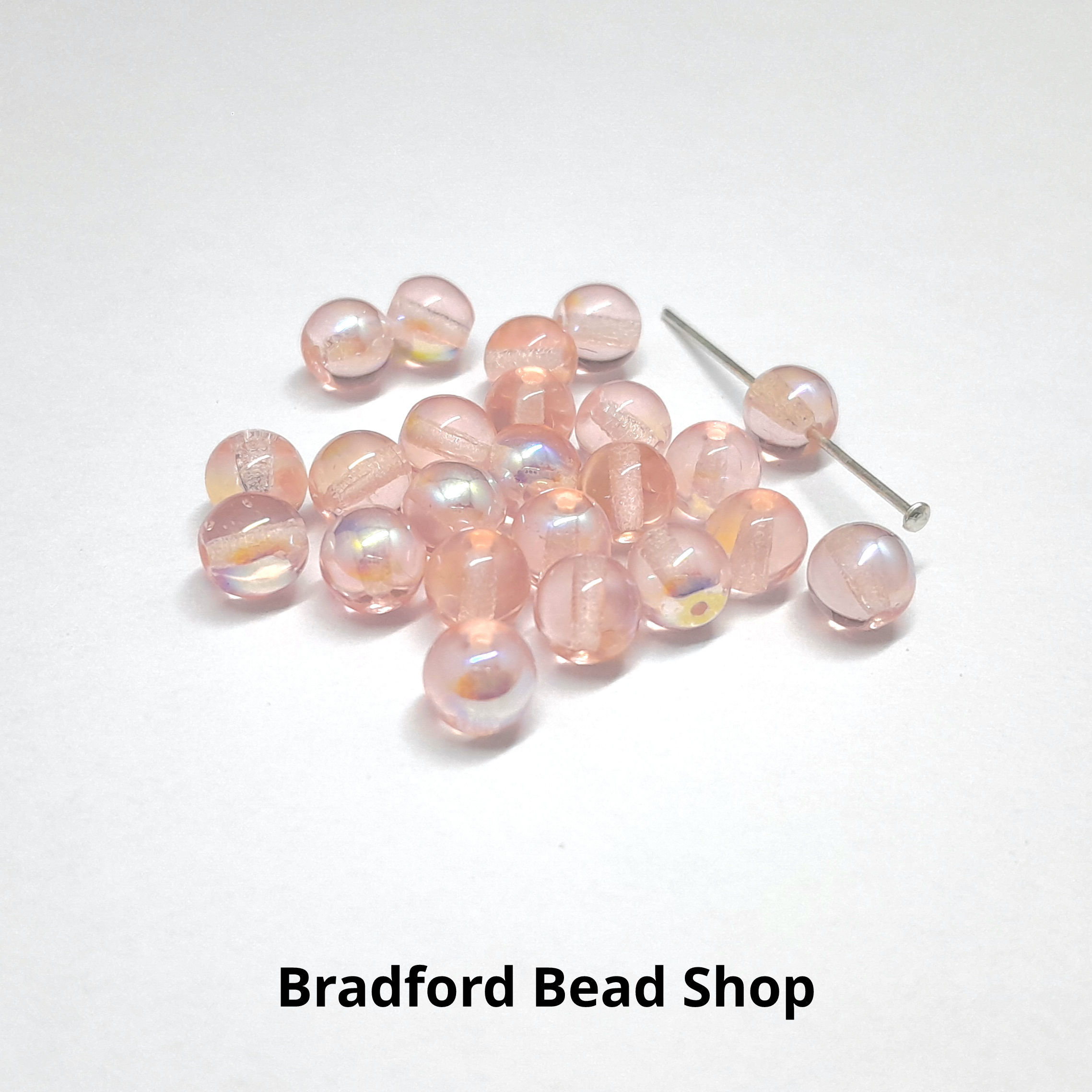 Glass Round Beads - Pinks AB- 6mm