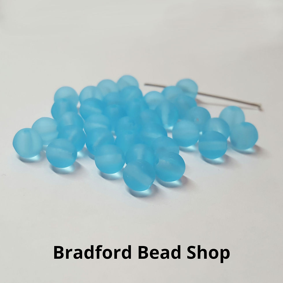Thumbnail: Glass Round Beads - Turquoise Translucent Frosted Matte - 6mm