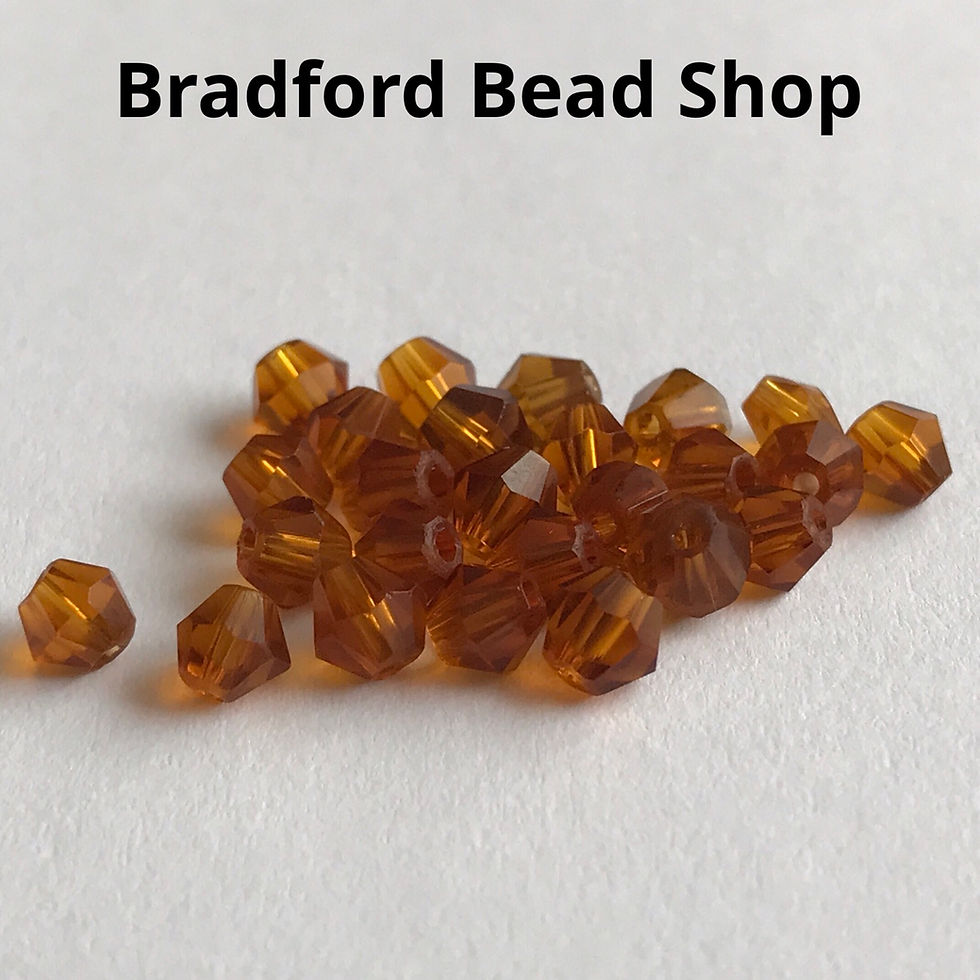 Thumbnail: Machine Cut Bicone Glass Beads - Topaz Translucent - app. 4mm