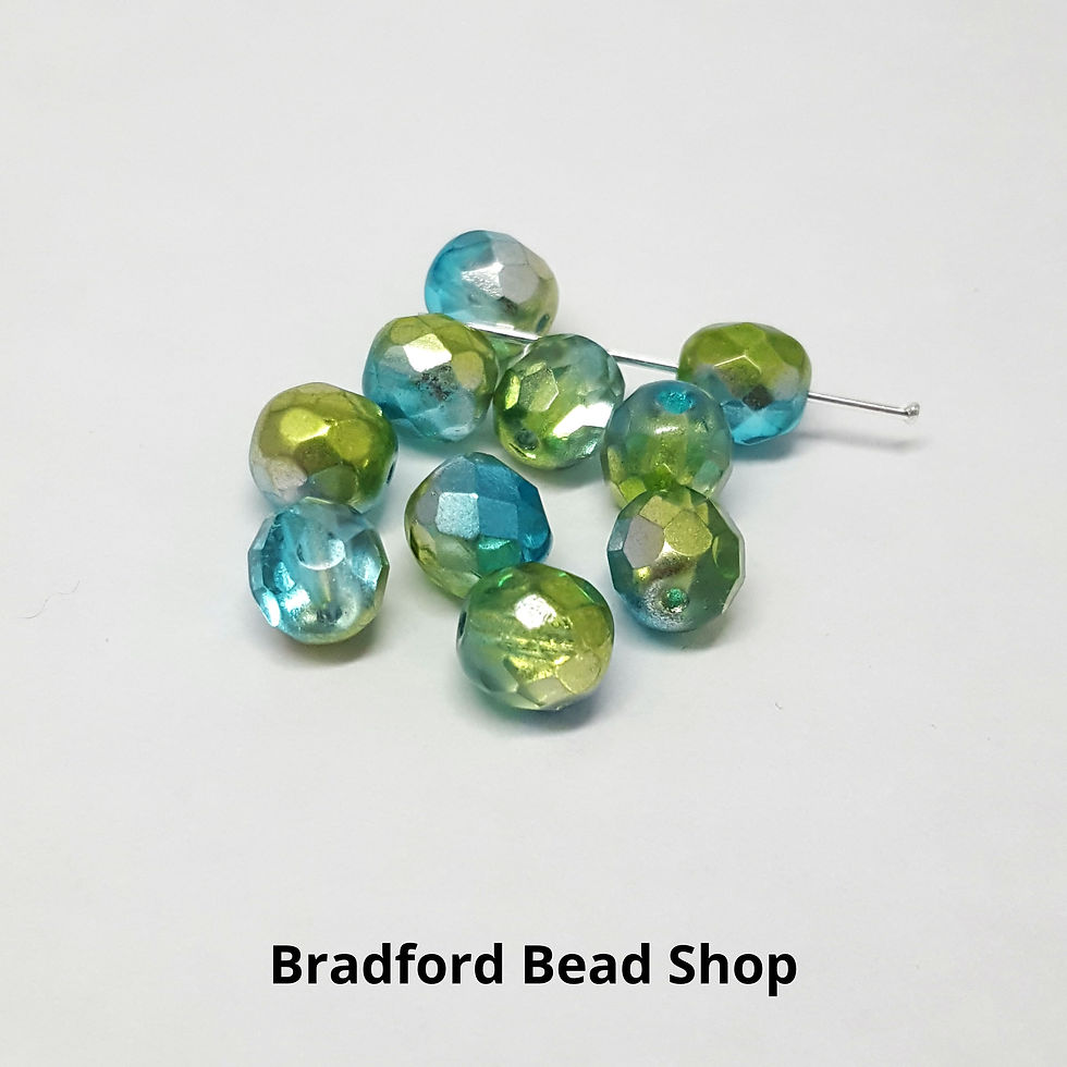 Thumbnail: Glass Faceted Round Beads - Mermaid Greens Translucent - 8mm