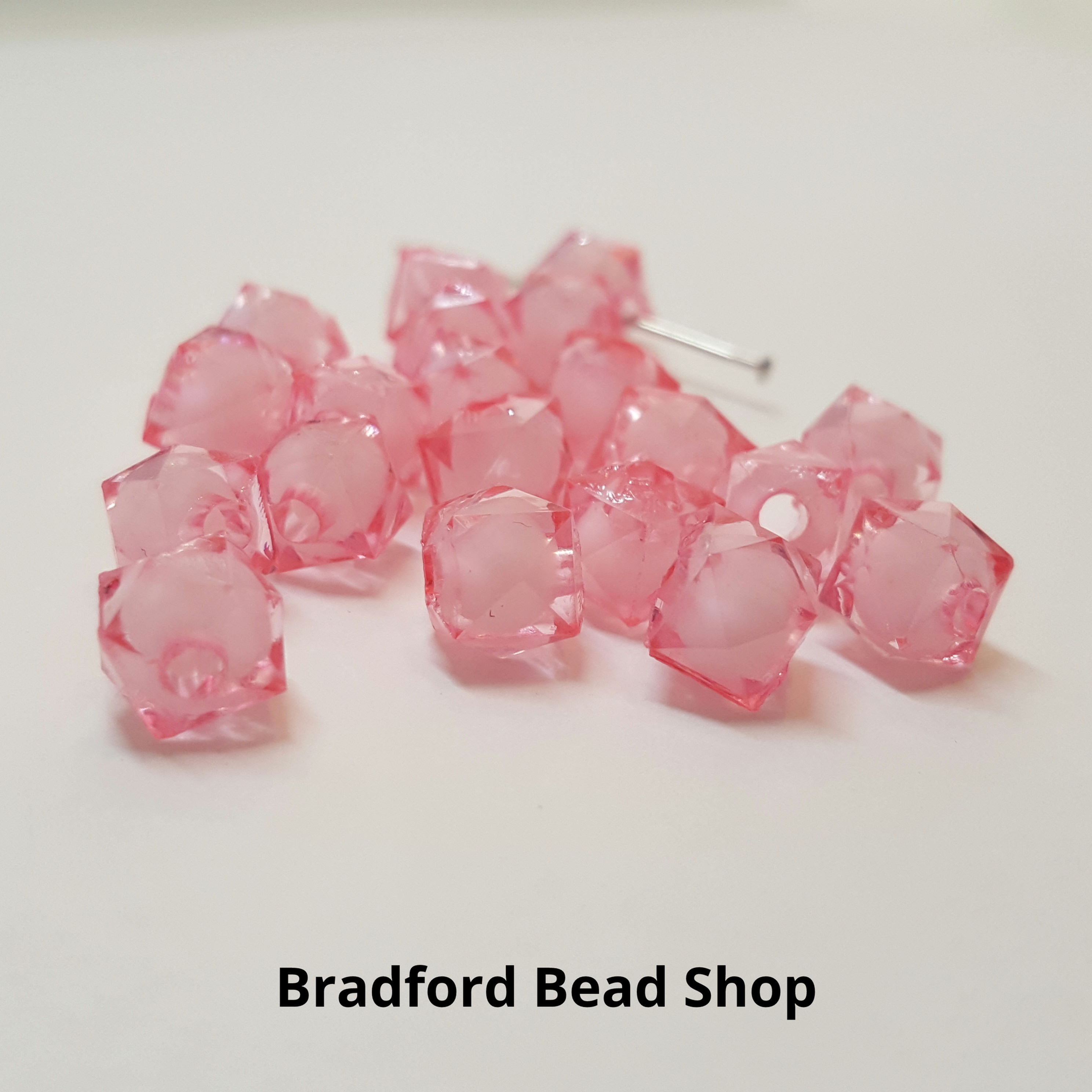 Acrylic Faceted Beads Light Pink - Opaque Centre