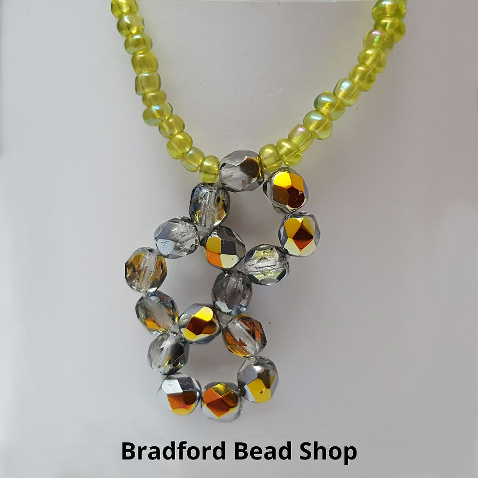 Thumbnail: 5 Loop Elasticated Pendant Necklace Kit - Faceted AB & Green Rainbow