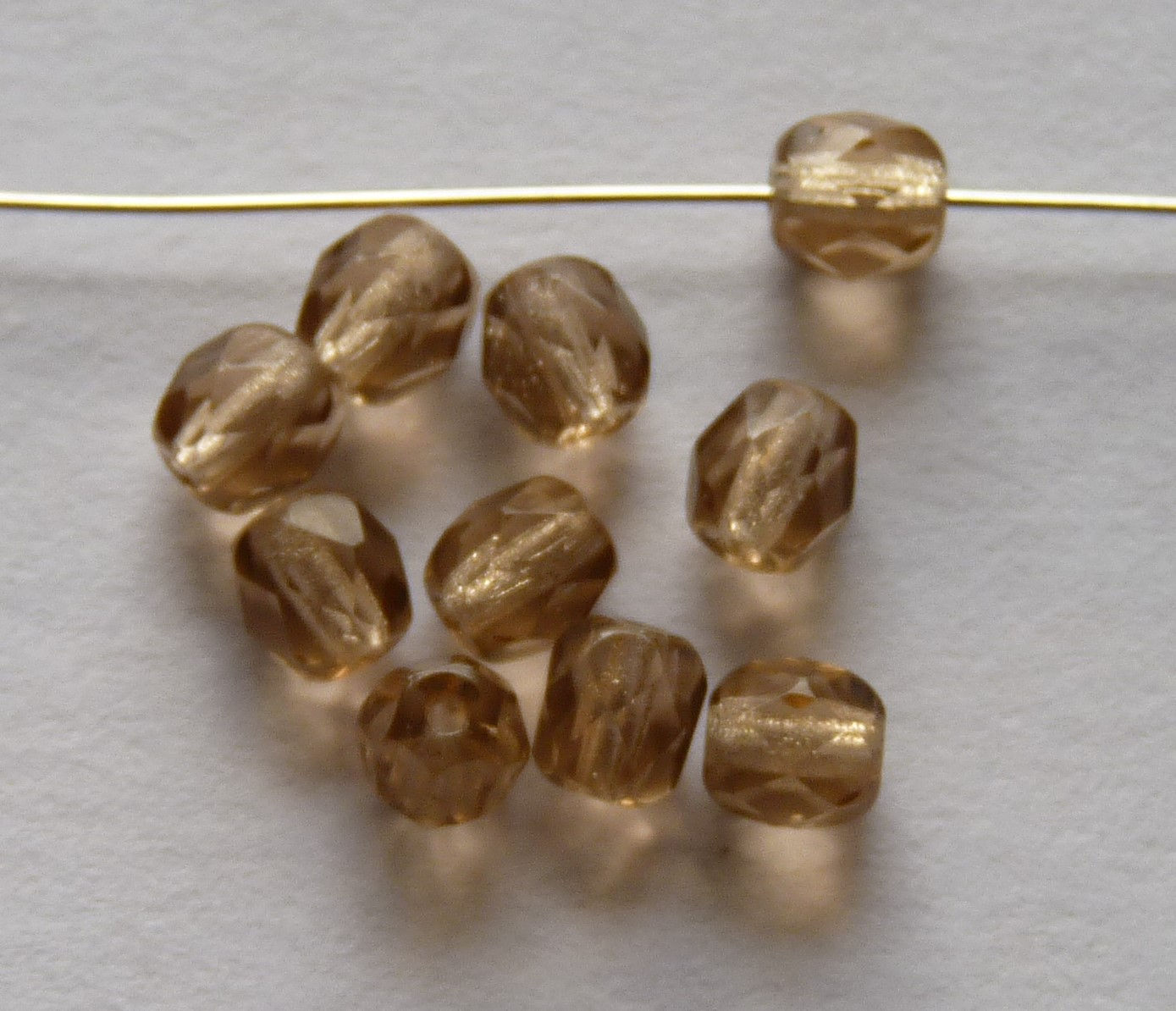 Glass Faceted Round Beads - Smokey Topaz