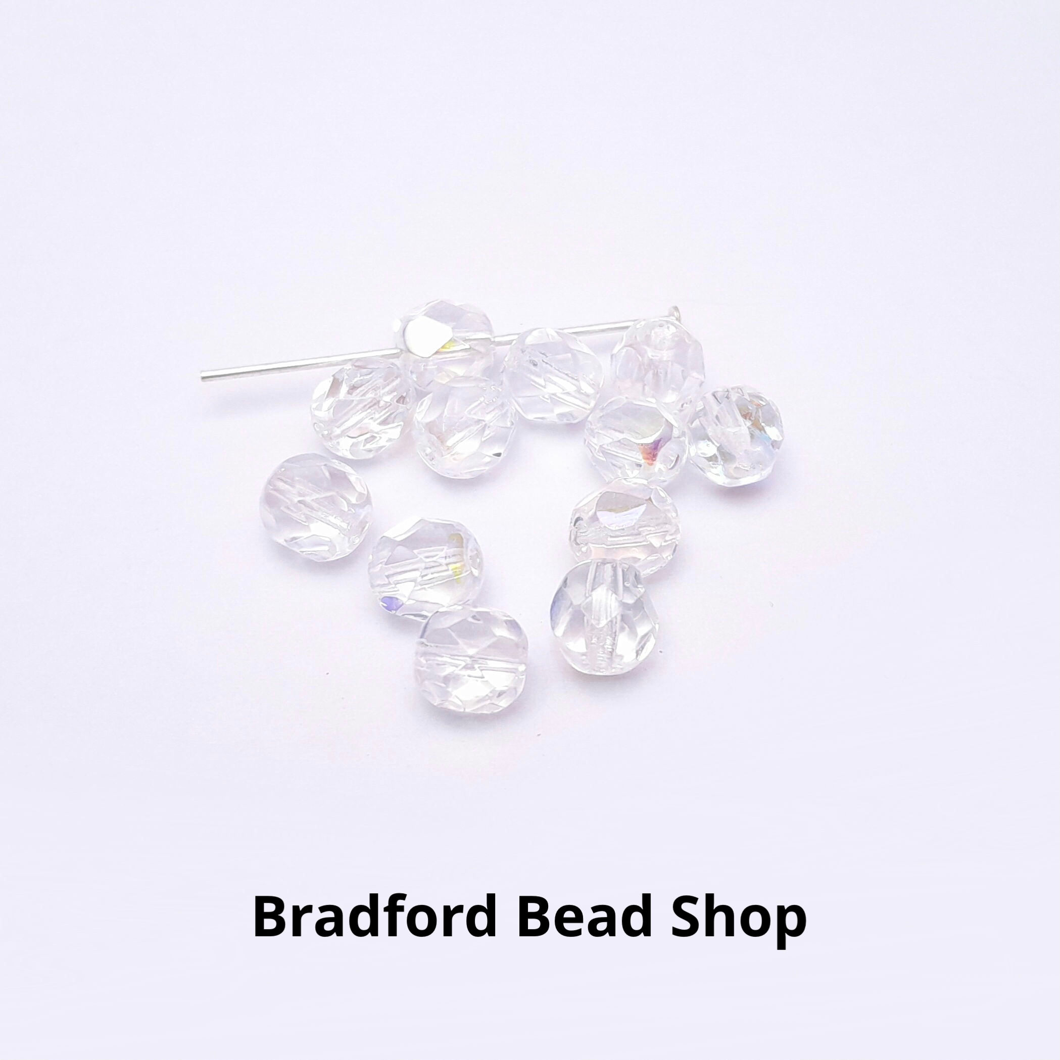 Glass Faceted Round Beads - Crystal AB Translucent - 6mm