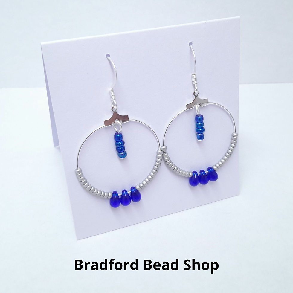 Thumbnail: Hoop with Drop Earring Kit - Blue Drop & Silver
