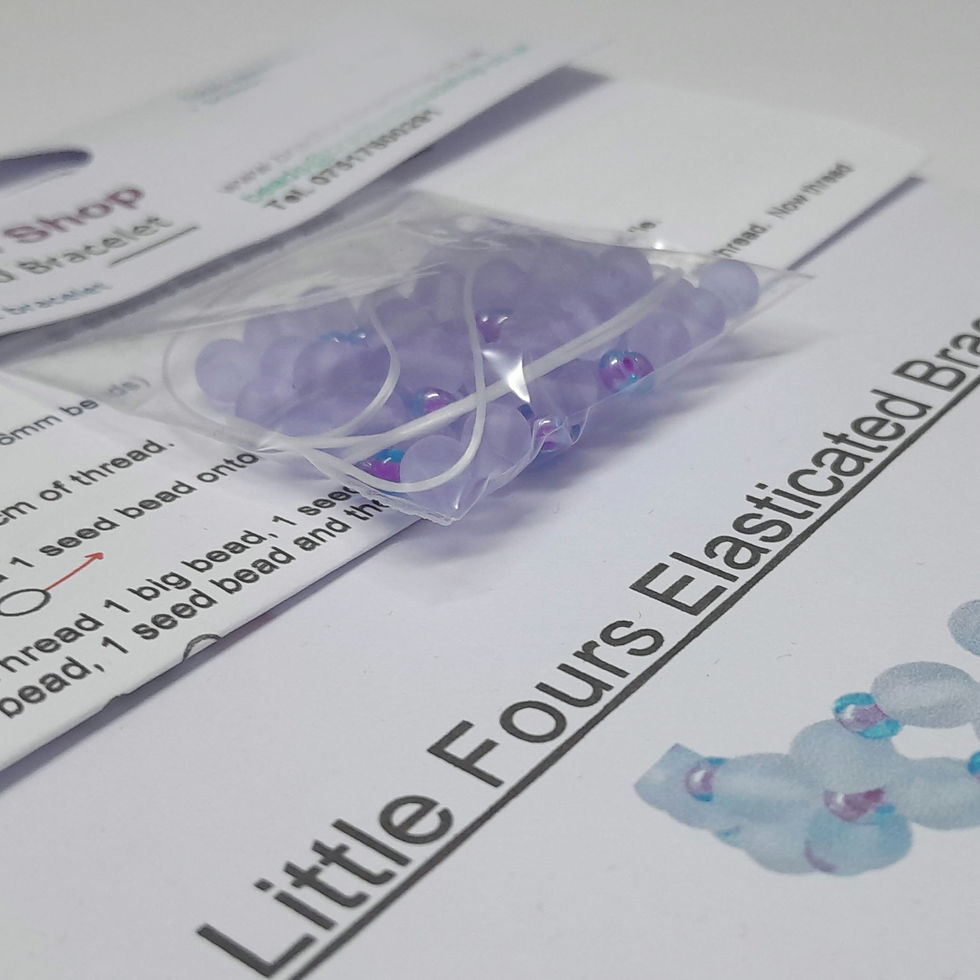 Thumbnail: Little Fours Bracelet Kit - Elasticated - Round Lilac Matte with Purple Lined