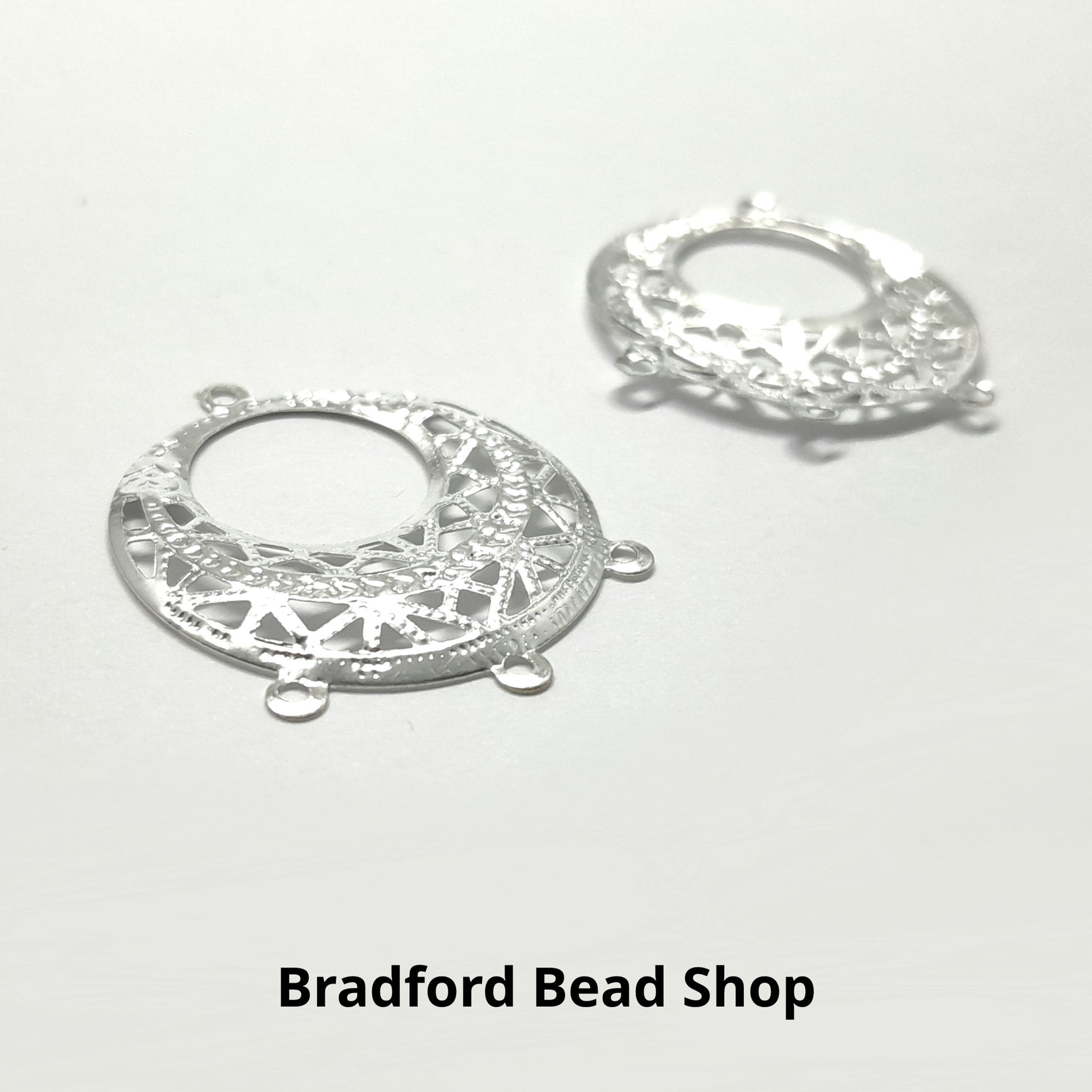 Pendant - Ornate Boho Multi Drop - Silver Colour - 25mm x 30mm (Flat/Curved)