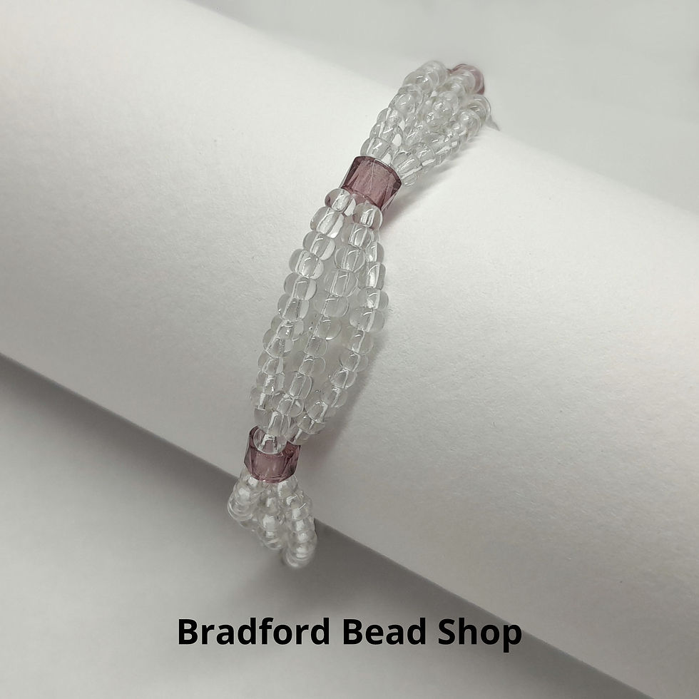 Thumbnail: Three Strand Elasticated Bracelet Kit - Clear & Purple