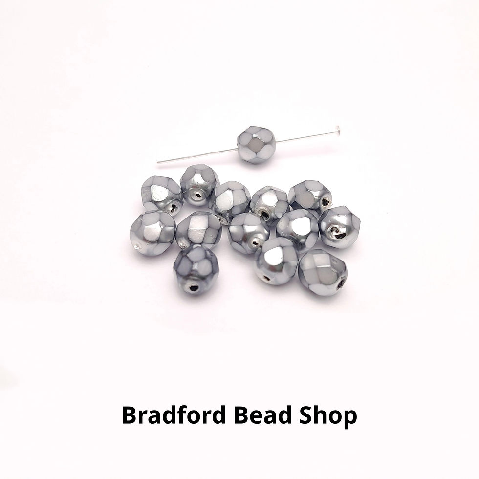 Thumbnail: Glass Faceted Round Beads - Antique Silver Opaque - 6mm