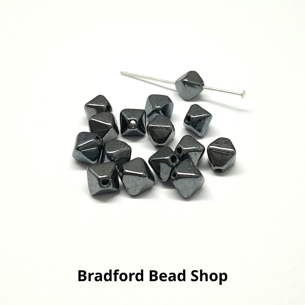 Thumbnail: Glass Bicone Beads - Gun Metal Opaque - 6mm