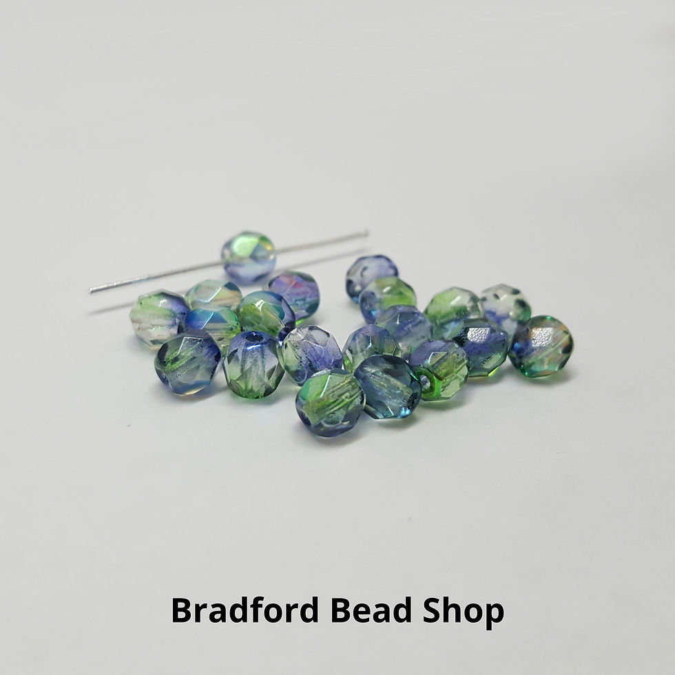 Thumbnail: Glass Faceted Round Beads - Dark Mermaid Greens Translucent- 5mm