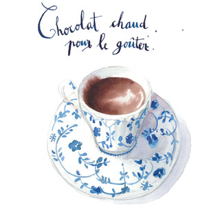 Chocolat chaud aquarelle Camille Bellet a vendre 