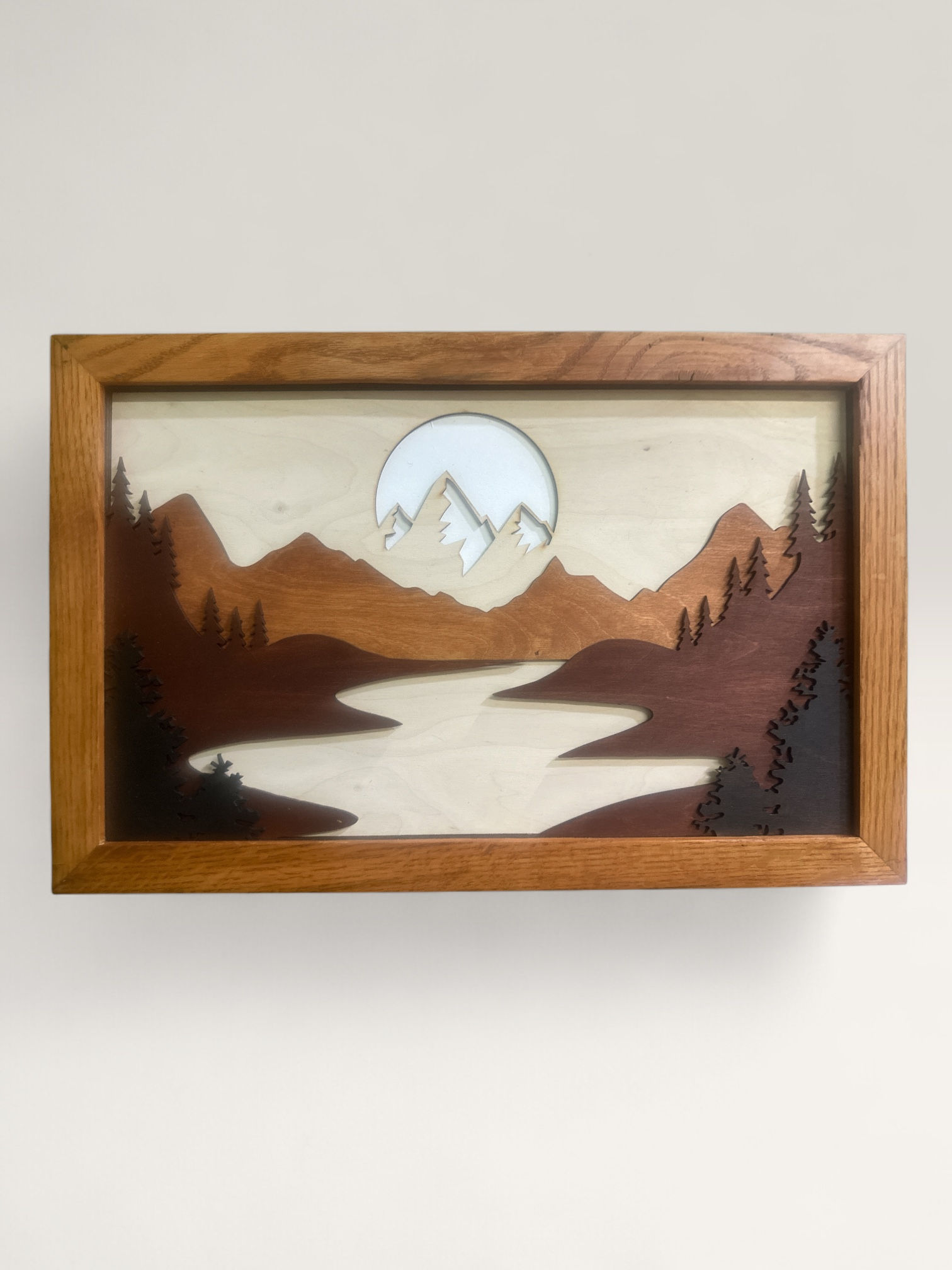 Lake & Mountain View Layered Wall Art