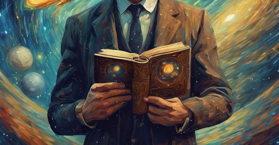 A philosopher of doubt, professional self-portrait, books in hand, young man 33 years of a