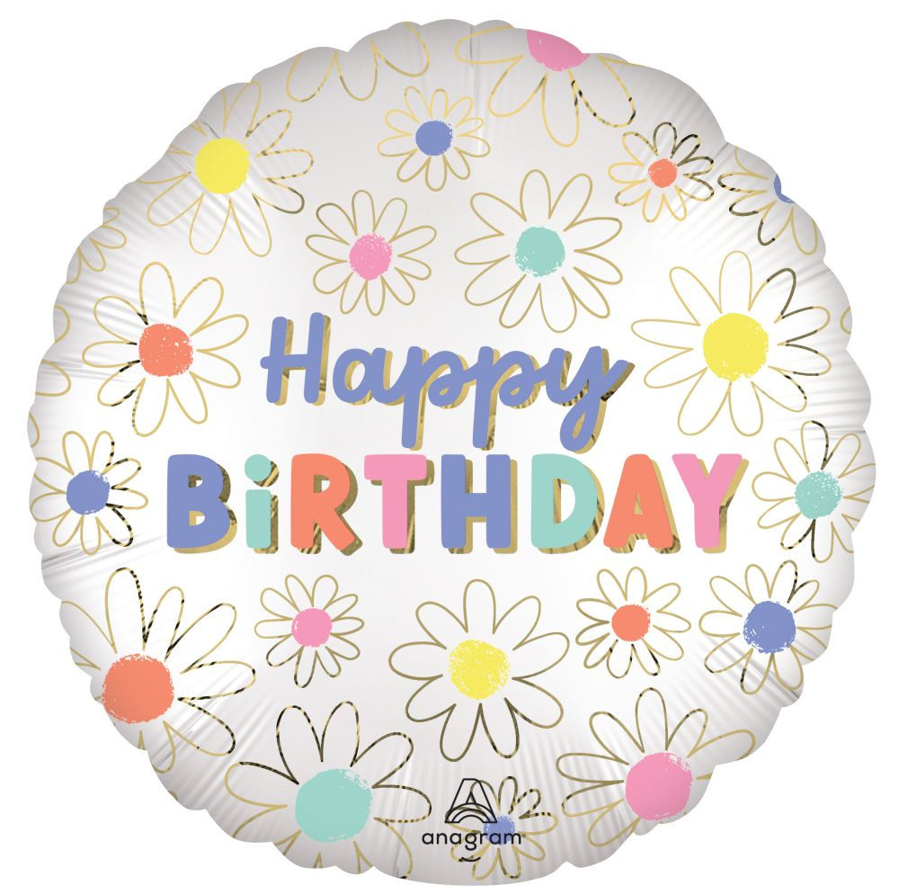 Daisies Happy Birthday Foil  Balloon 18"