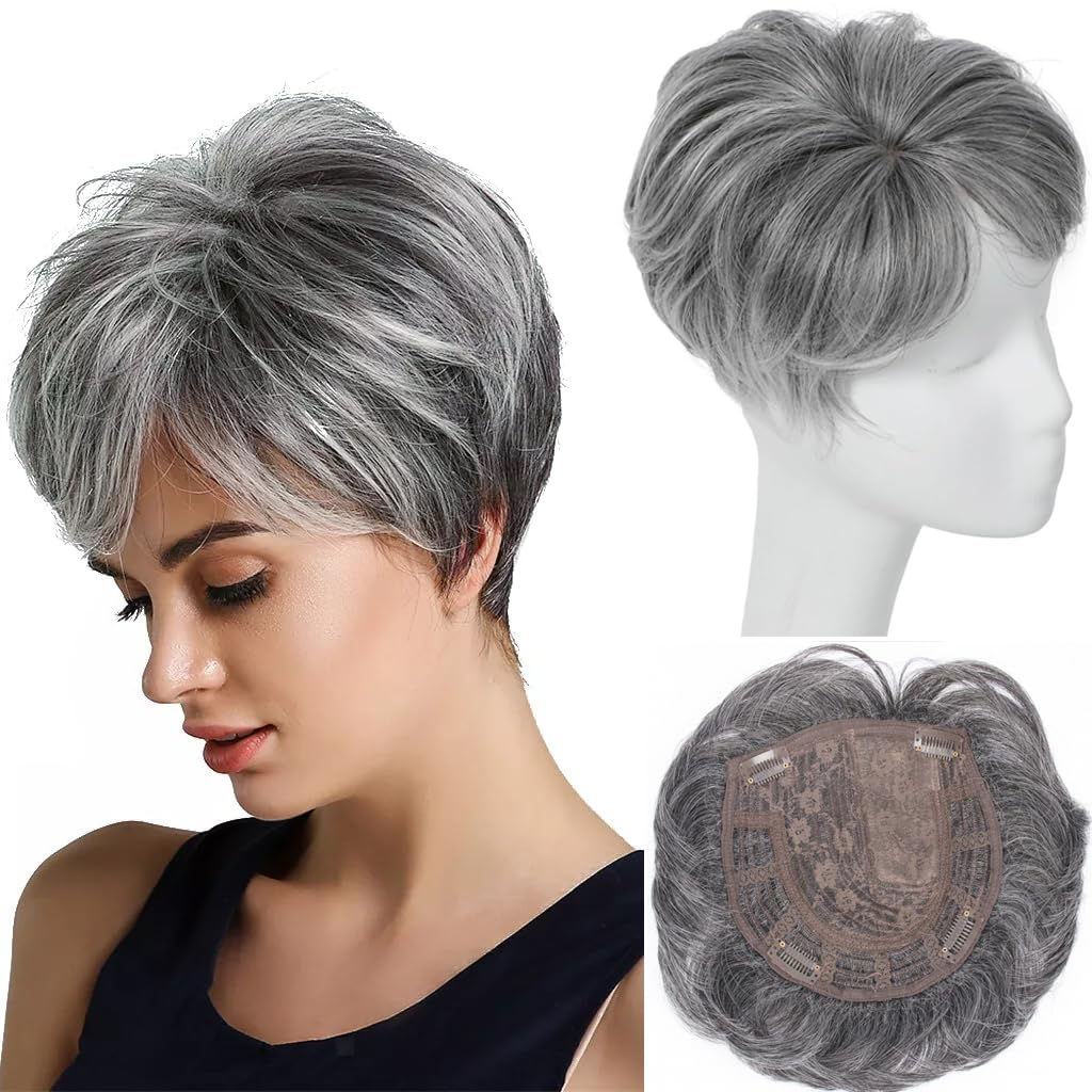 PORSMEER Hair Toppers for Women Hair Topper Short Pixie Cut Toppers Hair Pieces
