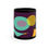Thumbnail: Geometric Coffee Mug, Abstract Aqua Yellow and Purple Ceramic Cup, Kitchen Decor