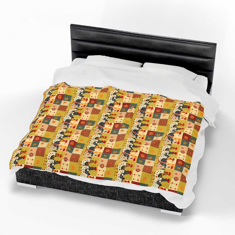 Thumbnail: Cute Rooster Blanket, Plush Velveteen Blanket, Farmhouse design blanket, 