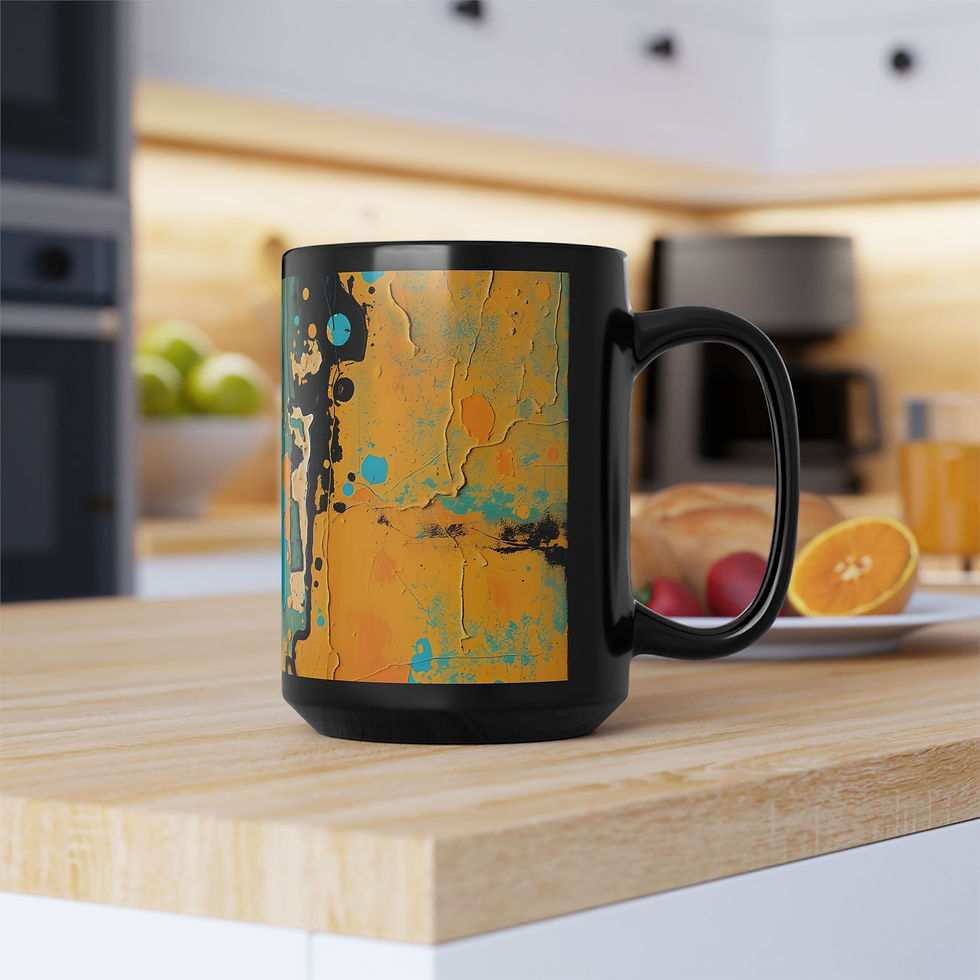 Thumbnail: Vibrant Gold and Turquoise Abstract Coffee Mug, Colorful Drinkware