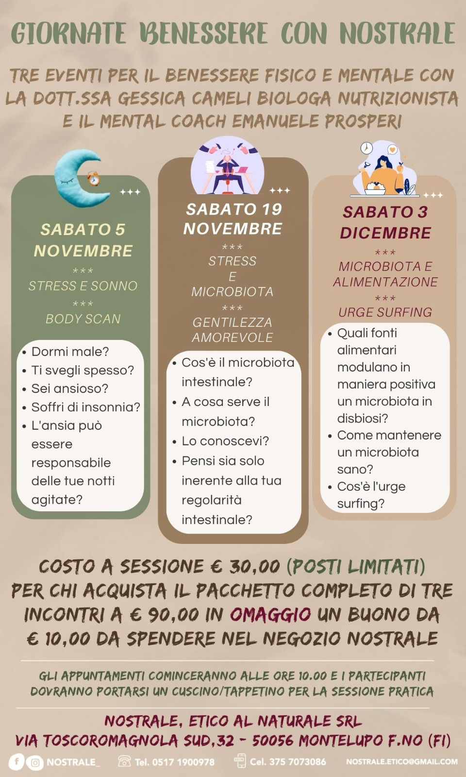 3 sessioni di informazioni per migliorare il nostro benessere