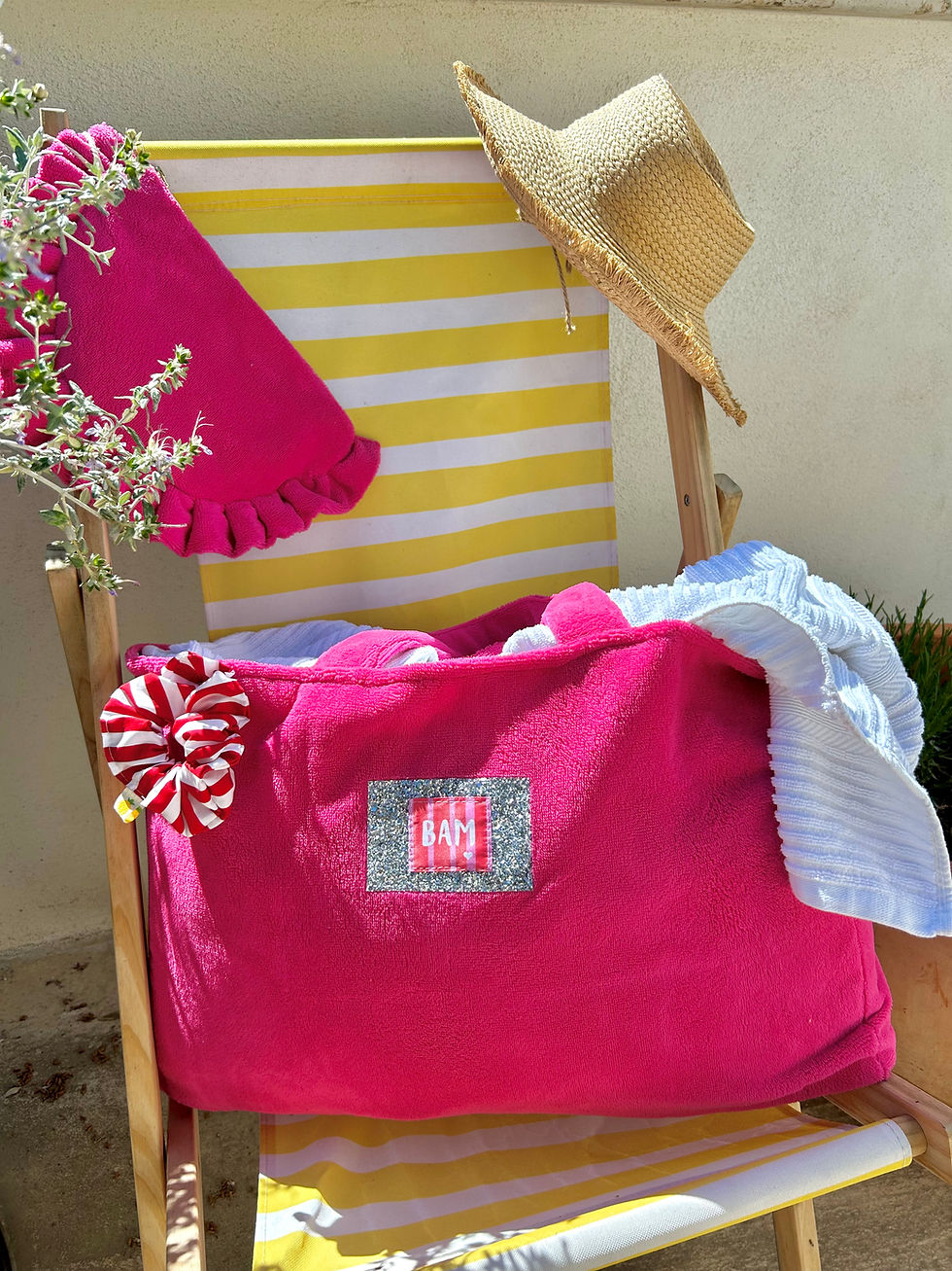 Sac de Plage et sa trousse Capri -collection Néroli - été 2026 - fait main - marque BAM