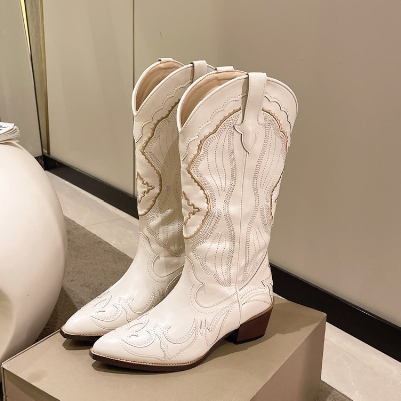 Thumbnail: Women's Embroidered Knee-High Western Cowboy Boots