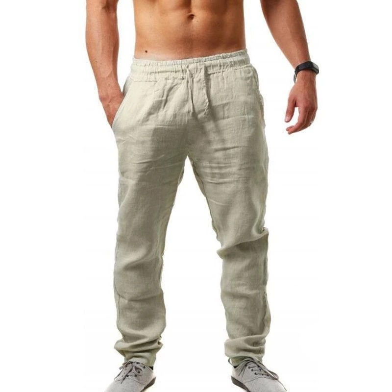 Thumbnail: Men's Casual Wide-Leg Linen Drawstring Pants