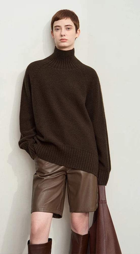 Women's Oversized Roll Neck Knit Jumper