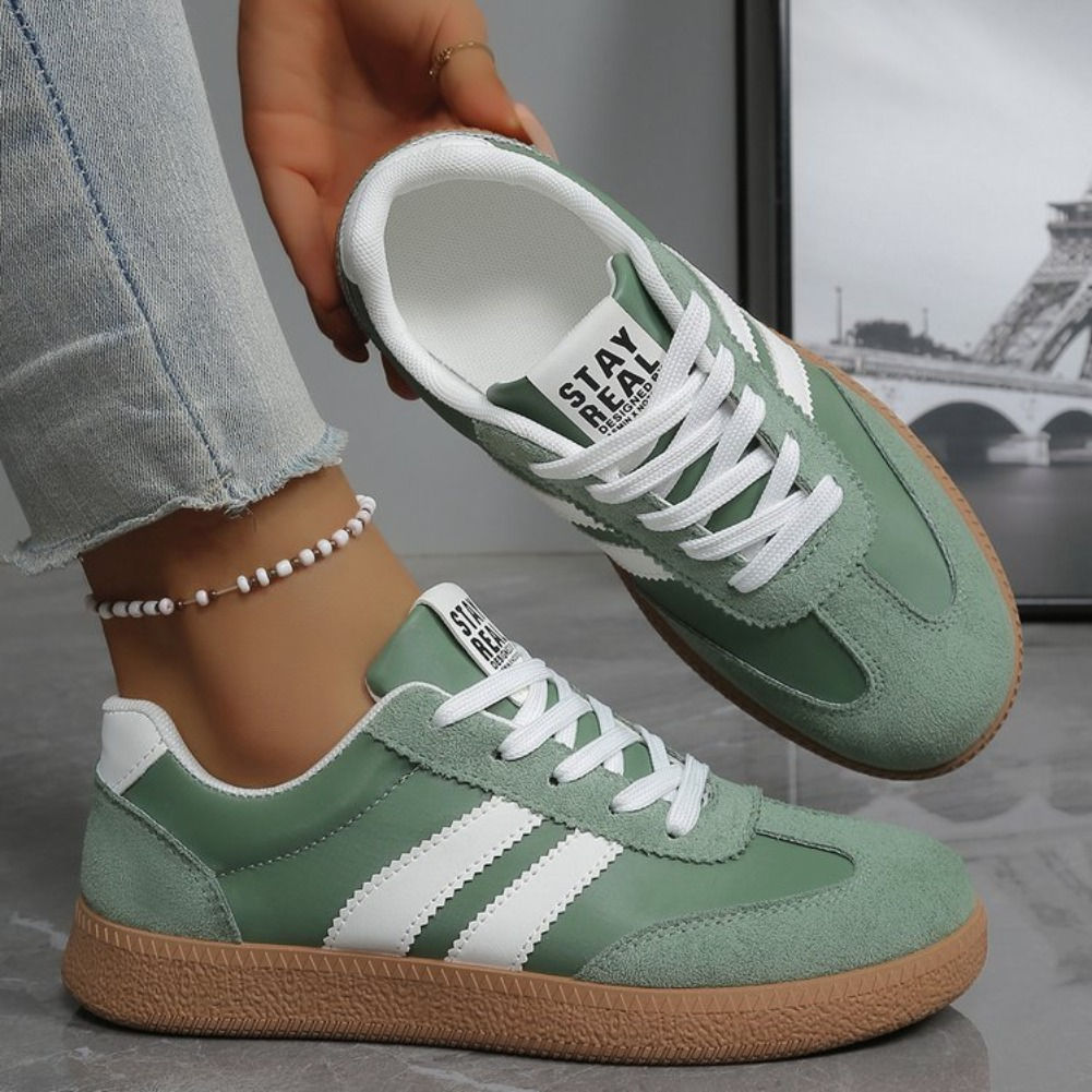 Women's Retro Paneled Lace-Up Trainers