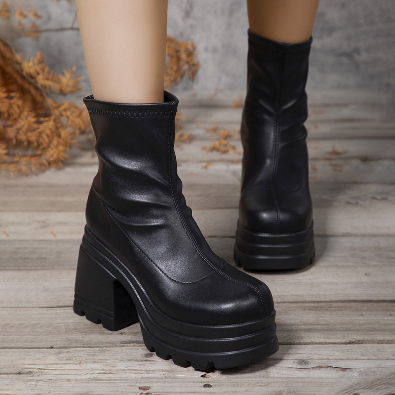 Thumbnail: Women's Block Heel Platform Sock Boots