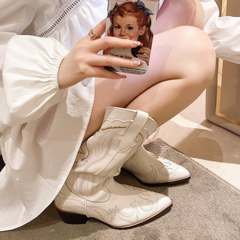 Thumbnail: Women's Embroidered Knee-High Western Cowboy Boots
