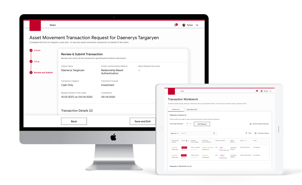 Desktop and tablet view of the one wealth platform