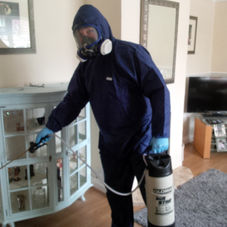 PGM pest control fumigation expert carrying out a cockroach extermination treatment in a residential property in Ross-on-wye