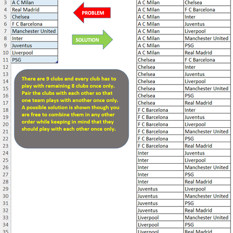 Possible Combinations of Match from a list of Teams