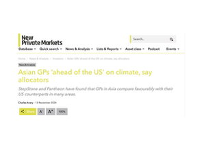 New Private Markets | Asian GPs' ahead of the US' on climate, say allocators